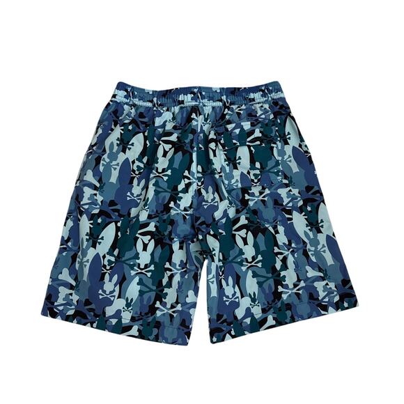 Psycho Bunny Swim Trunks Blue Logo Print Bathing Suit Size Youth Large 14/16 - Picture 2 of 3